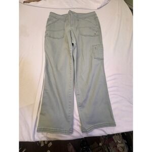 Bandolino Jeans Light Green Selene Cargo Capris Size S Beach Boho Pockets Peasen